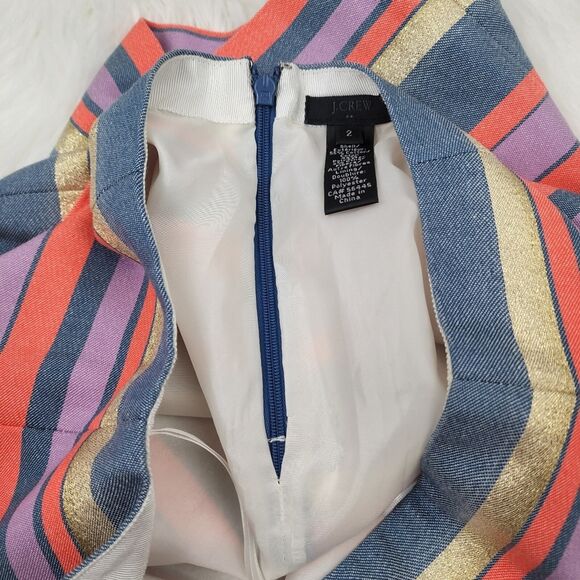 J. Crew Mini Skirt Size 2 Striped Metallic Mini Skirt - Picture 7 of 9